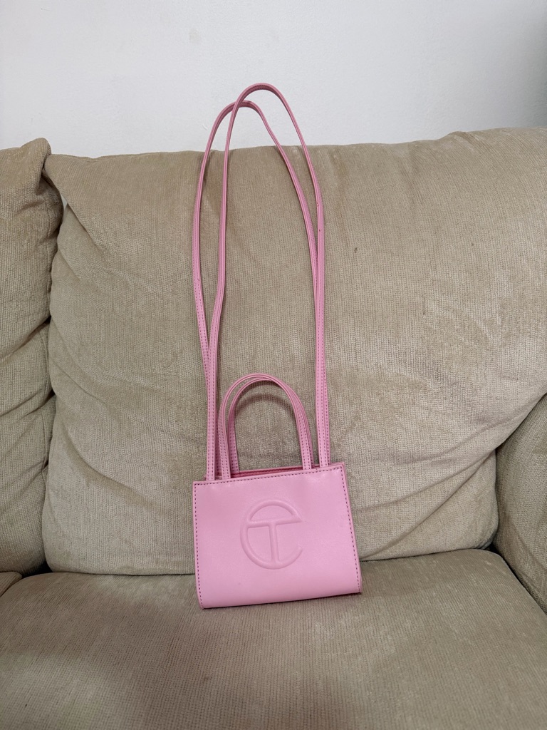 Telfar Bubblegum Pink Bag With Long Crossbody Strap